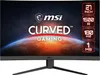A computer monitor displaying marketing graphics for a curved gaming monitor. Podgląd zdjęcia produktu