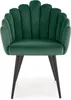 A dark green velvet chair with black legs on a white background. Náhled obrázku produktu
