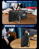 Two images showing a phone case with a ring stand in different orientations and settings. Produktbild-Vorschau
