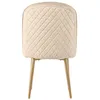 The back view of a beige upholstered chair with gold metal legs. Náhľad obrázku produktu