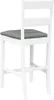 A white bar stool with a gray cushion, shown from the back. Náhľad obrázku produktu