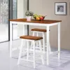 vidaXL Bartisch  und Hocker Set 3 tlg. Massivholz - Bar-Set Produktbild-Vorschau 2