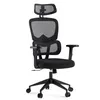 A black ergonomic office chair with a headrest, armrests, and a five-wheel base, shown against a white background. Produktbild-Vorschau