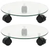 vidaXL Pflanzenständer mit Rollen 2 Stück Hartglas 28 cm Produktbild-Vorschau 6