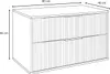 A line drawing of a two-drawer cabinet with dimensions indicated. Voir les images du produit