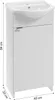 A white bathroom cabinet with a sink and faucet, shown from the front with dimensions indicated. Produktbild-Vorschau