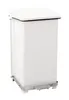 A white industrial pedal bin with a silver metal base and pedal. Produktbild-Vorschau