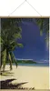 A tropical beach scene with palm trees framing the view of the ocean and sky. Voir les images du produit