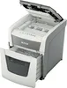 A Leitz IQ Autofeed shredder with its top open and the collection bin pulled out, showing shredded paper. Náhľad obrázku produktu