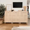 Vollholzregal mit handgefertigtem Rattan "SENSE" Großes Produktbild-Vorschau 6