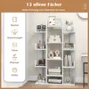 A white tree-shaped bookshelf filled with various decorative items and books. Podgląd zdjęcia produktu