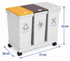 Relaxdays Mülleimer, 3 Fächer, 3x 12 l, Gestell mit Rollen, Produktbild-Vorschau 4