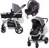 vidaXL 3-in-1 Kinderwagen Aluminium Grau und Schwarz Produktbild-Vorschau 2