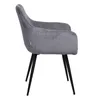 A side view of a gray corduroy armchair with black legs, isolated on a white background. Náhľad obrázku produktu