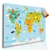 Lineo Bunte Weltkarte Kinder Poster 60 x 42 cm mit Tieren Produktbild-Vorschau 1