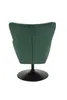 A green armchair with a black base, shown from the back. Produktbild-Vorschau