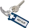 A key and two parts of a key clip are shown against a white background. Náhľad obrázku produktu