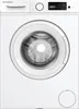 A white front-loading washing machine with its door open. Produktbild-Vorschau