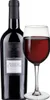 A bottle of red wine and a glass of red wine. Produktbild-Vorschau