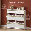 Schuhschrank mit 4 Klapptüren,100 x 24 x 99 cm, Weiß-Gold | Produktbild-Vorschau 3
