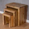 3er Set Beistelltisch Mango Holz Braun Natur Massiv Produktbild-Vorschau 2