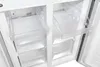 Close-up view of the interior of an open refrigerator, showing transparent drawers and shelves. Produktbild-Vorschau