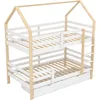 A bunk bed with a house-shaped frame and drawers underneath, shown from a three-quarter angle against a white background. Anteprima dell’immagine prodotto