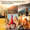 Collage of images showing people enjoying outdoor activities and close-ups of individuals, with text overlays highlighting health benefits. Produktbild-Vorschau