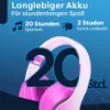 Marketing image for headphones, highlighting battery life and charging time. Produktbild-Vorschau