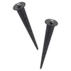 Two black garden spikes with a circular top and a screw are shown against a white background. Anteprima dell’immagine prodotto