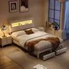Bett mit Schubladen, 140 x 200 cm, in beigefarbenem Samt, Produktbild-Vorschau 11