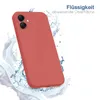 A red phone case is shown with water splashing around it. Produktbild-Vorschau