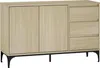 A light brown sideboard with black legs is shown against a white background. Voir les images du produit