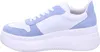 A side view of a white and light blue sneaker with a thick white sole. Produktbild-Vorschau