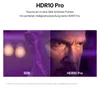 A split image showing a comparison between SDR and HDR10 Pro display quality, with text overlays and descriptive text above. Produktbild-Vorschau