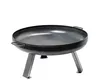 A black metal fire pit with three legs, shown against a white background. Náhled obrázku produktu