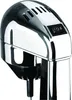 A close-up view of the top part of a chrome-finished appliance, showing a power switch and ventilation slots. Podgląd zdjęcia produktu