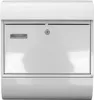 A white mailbox with a newspaper roll. Produktbild-Vorschau