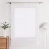 A white sheer curtain hangs in front of a window, with a wooden dresser and a floor lamp visible on the sides. Produktbild-Vorschau