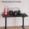 A black standing desk with weights on top, demonstrating its weight capacity. Náhled obrázku produktu