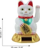 A white Maneki-neko (lucky cat) figurine with a gold base and solar panel. Produktbild-Vorschau