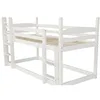 A white bunk bed frame with wooden slats. Náhled obrázku produktu