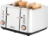 A four-slice toaster with bread inside, shown from a slightly angled front view. Produktbild-Vorschau