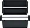 A top-down and front view of a black tool carrier with a silver handle. Anteprima dell’immagine prodotto