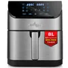 A silver and black air fryer is shown against a white background. Produktbild-Vorschau