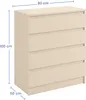 Kommode 80cm breit mit 4 Schubladen Kaschmir schmal Holz Produktbild-Vorschau 2