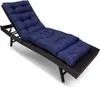 A navy blue cushioned chaise lounge chair on a brown wicker base, shown against a white background. Náhled obrázku produktu