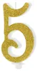 Geburtstagskerze Glitter Gold - 10 cm | Ziffer "5'' Produktbild-Vorschau 1