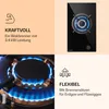 A collage of images showing a gas burner, its flame, and marketing text highlighting its features. Produktbild-Vorschau