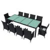 11-tlg. Garten-Essgruppe mit Auflagen Poly Rattan Schwarz Produktbild-Vorschau 1